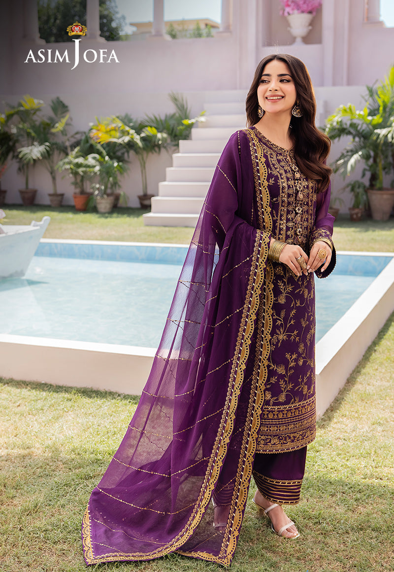 Asim Jofa Designers Limited Edition Ajcfd-08 Embroidered Chiffon  3 Pcs