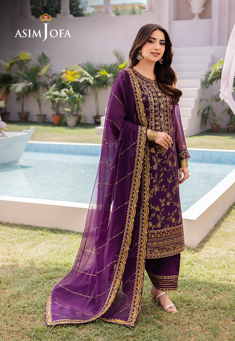 Asim Jofa Designers Limited Edition Ajcfd-08 Embroidered Chiffon  3 Pcs