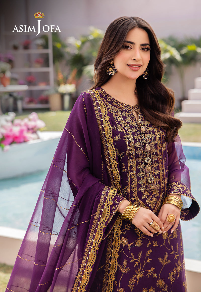 Asim Jofa Designers Limited Edition Ajcfd-08 Embroidered Chiffon  3 Pcs