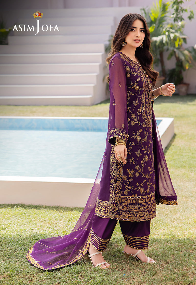 Asim Jofa Designers Limited Edition Ajcfd-08 Embroidered Chiffon  3 Pcs