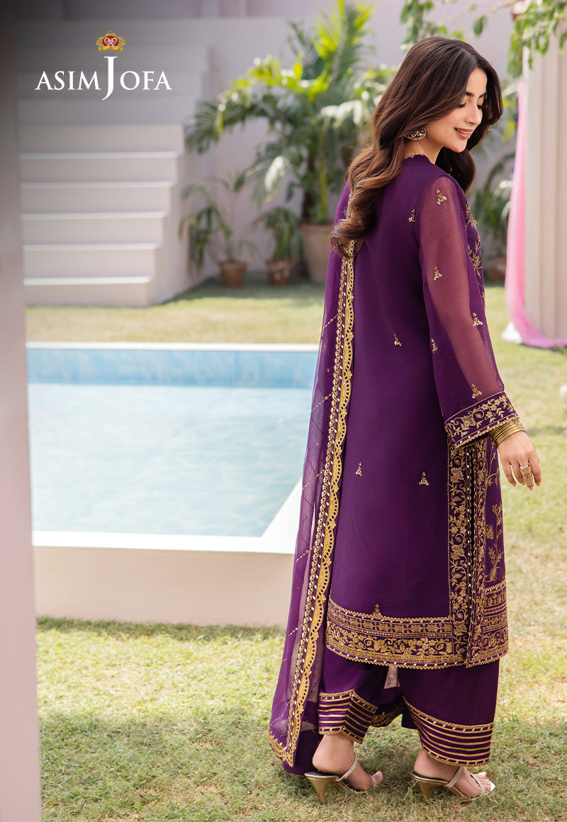 Asim Jofa Designers Limited Edition Ajcfd-08 Embroidered Chiffon  3 Pcs