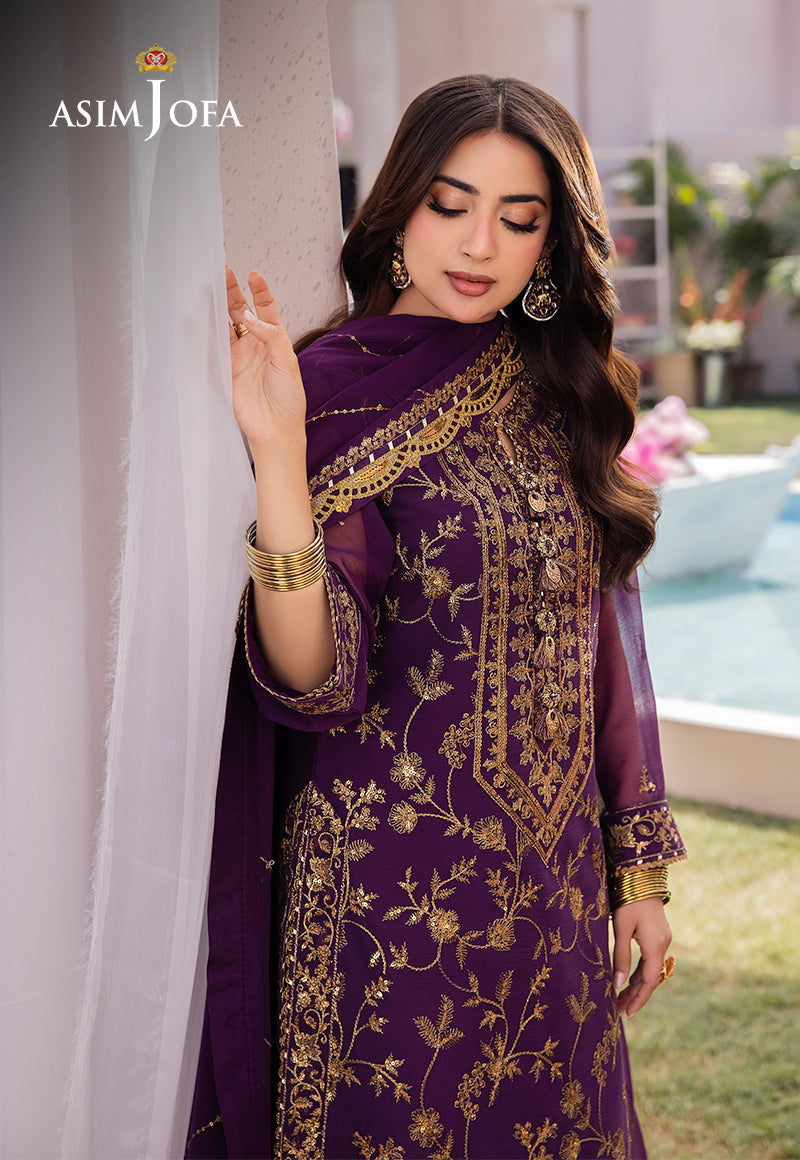 Asim Jofa Designers Limited Edition Ajcfd-08 Embroidered Chiffon  3 Pcs