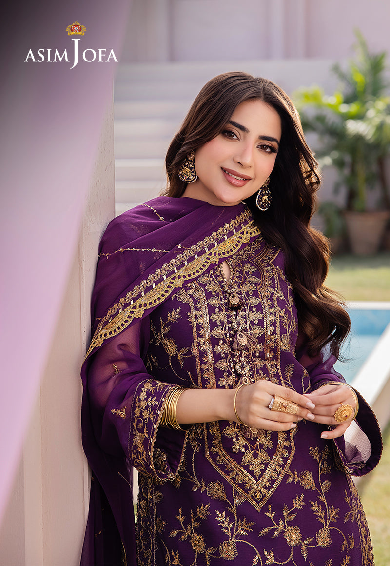 Asim Jofa Designers Limited Edition Ajcfd-08 Embroidered Chiffon  3 Pcs