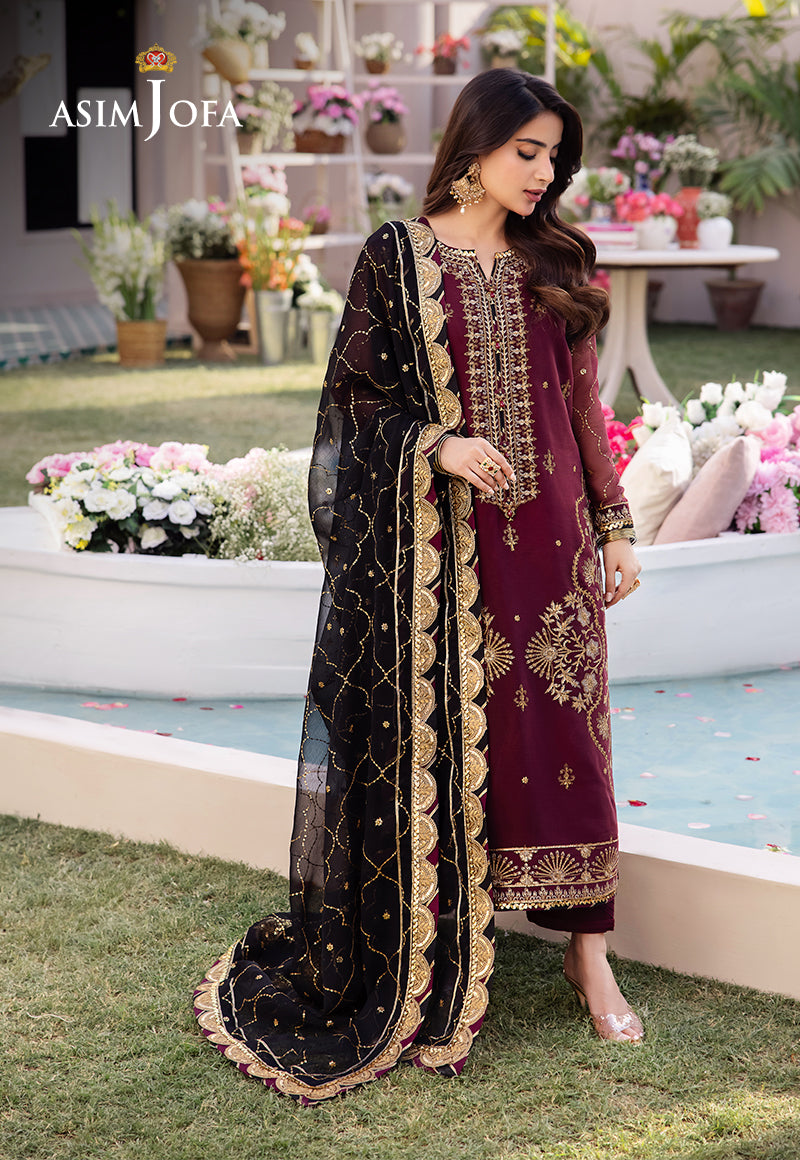 Asim Jofa Dhanak Rang Ajcf-18 Embroidered Chiffon 3 Pcs