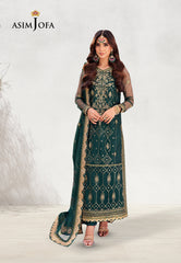 Asim Jofa Jag Mag Ajmj-23 Embroidered Net 3 Pcs