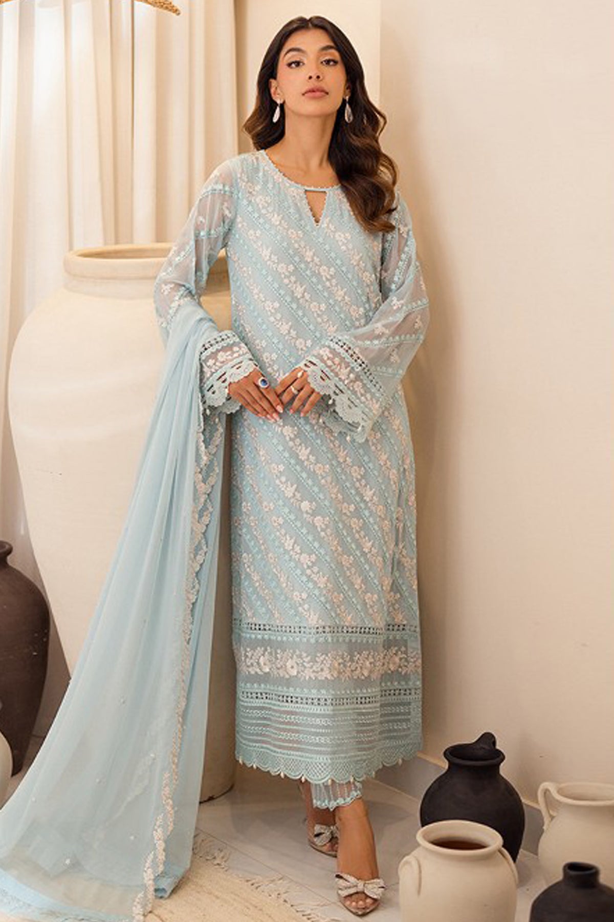 Azure Ensembles Unstitched 3 Piece Festive Formals Collection'2024-Mint Glaze