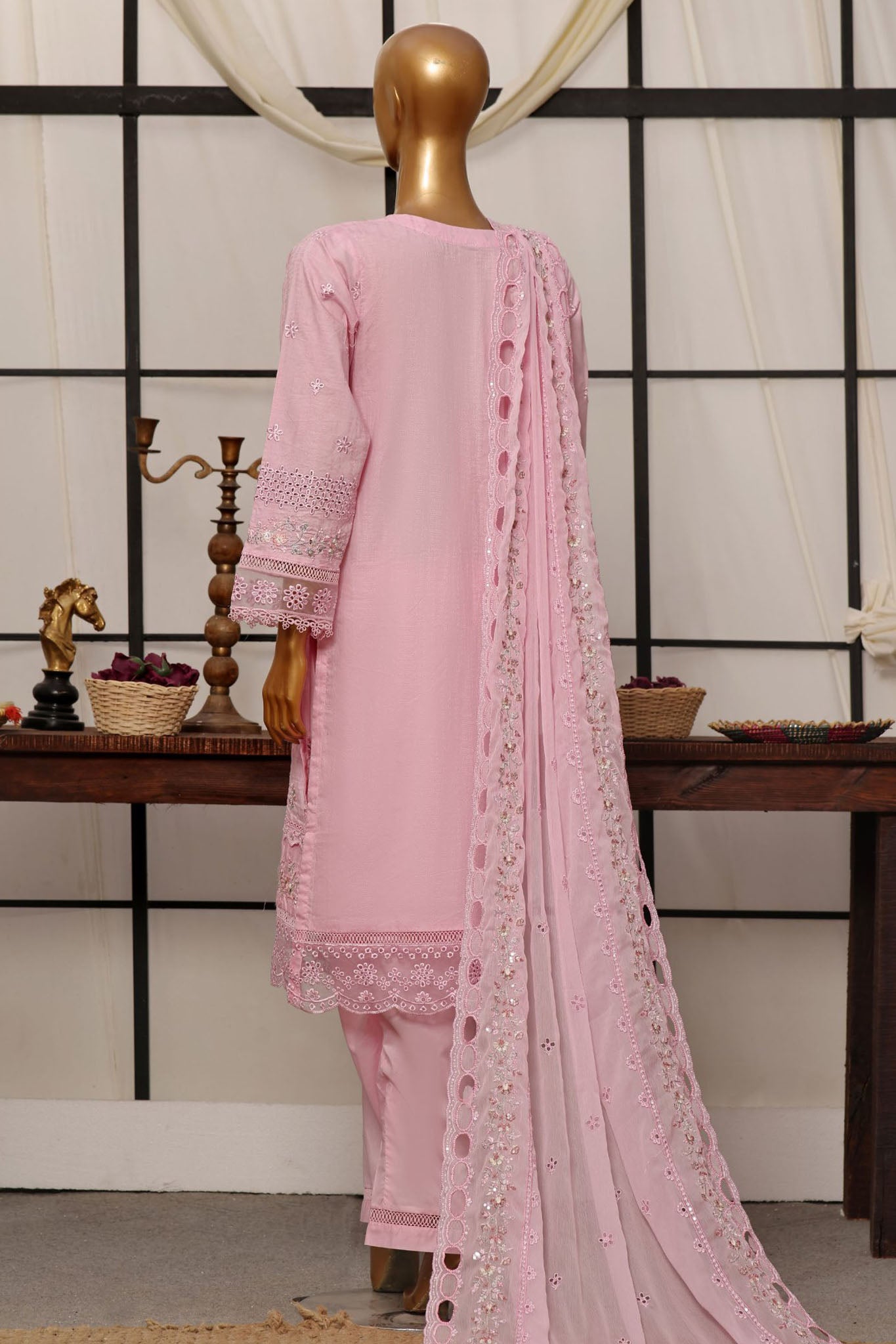 Sada Bahar Stitched 3 Piece Luxury Emb Festive Vol-03 Collection'2024-MK-11-Pink