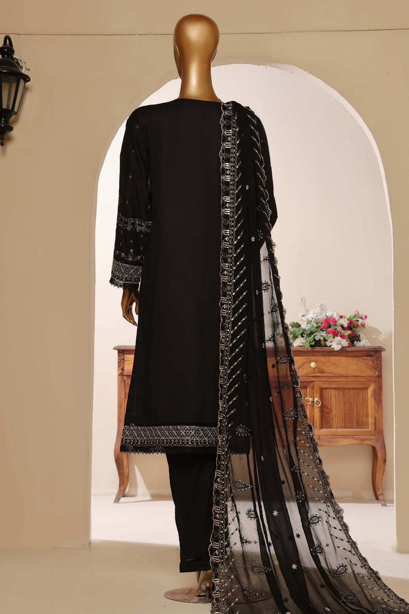 Sada Bahar Stitched 3 Piece Luxury Festive Emb Lawn Vol-04 Collection'2024-MK-15-Black