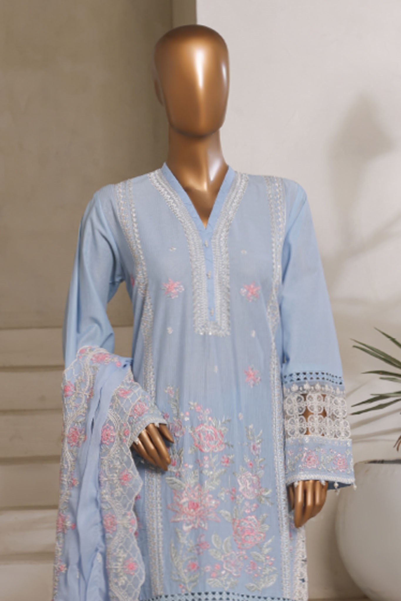 Sada Bahar Stitched 3 Piece Luxury Emb Spring Vol-06 Collection'2025-LEL6-MK-46-Sky