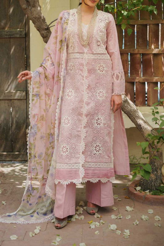 Manara Unstitched 3 Piece Luxury Emb Lawn Collection'2024-ML-08-Rozay