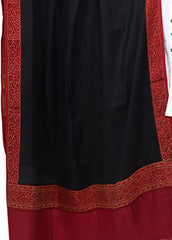 Mominas Jacquard Patchwork Shawl - Black & Maroon Border - Mominas