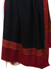 Mominas Jacquard Patchwork Shawl - Black & Maroon Border - Mominas