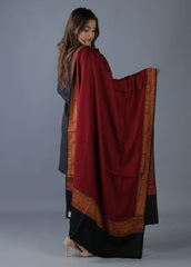 Mominas Jacquard Patchwork Shawl - Maroon & Black Border - Mominas - Mominas