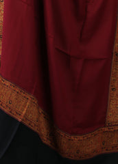 Mominas Jacquard Patchwork Shawl - Maroon & Black Border - Mominas - Mominas