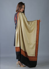 Mominas Jacquard Patchwork Shawl - Skin Beige & Black Border - Mominas