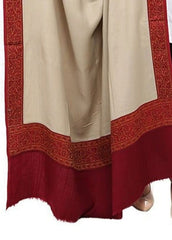 Mominas Jacquard Patchwork Shawl - Skin Beige & Maroon Border