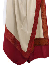 Mominas Jacquard Patchwork Shawl - Skin Beige & Maroon Border