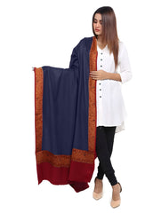 Mominas Jacquard Patchwork Shawl For Women - Navy Blue & Maroon Border