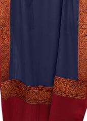 Mominas Jacquard Patchwork Shawl For Women - Navy Blue & Maroon Border