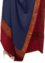 Mominas Jacquard Patchwork Shawl For Women - Navy Blue & Maroon Border