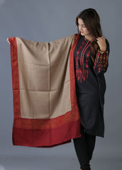Mominas Mominas Jacquard Patchwork Stole or Muffler - Grey & Maroon Border