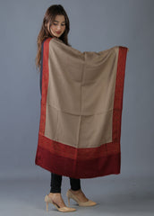 Mominas Mominas Jacquard Patchwork Stole or Muffler - Grey & Maroon Border