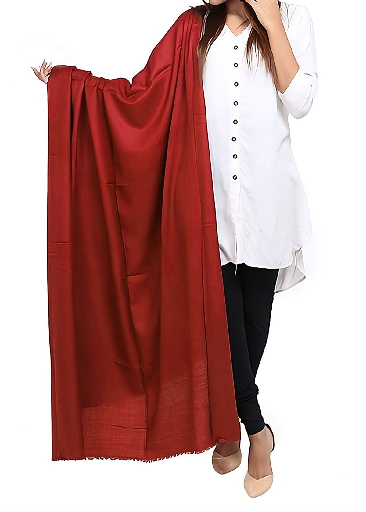 Mominas Mominas Plain Shawl or Stoler - Maroon