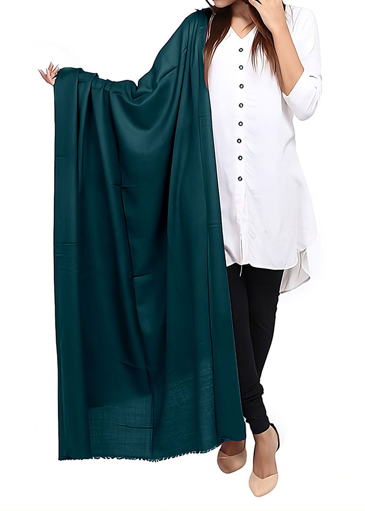 Mominas Plain Pashmina Shawl - Zinc