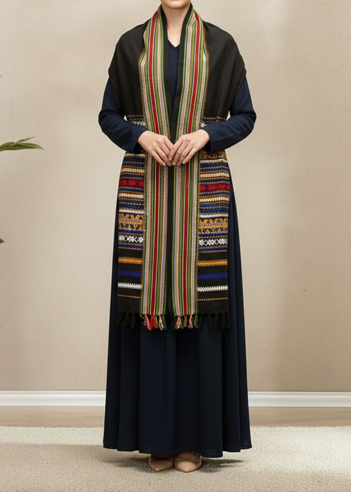 Mominas Timeless Hyderabadi Tharri: Blue with Black Base