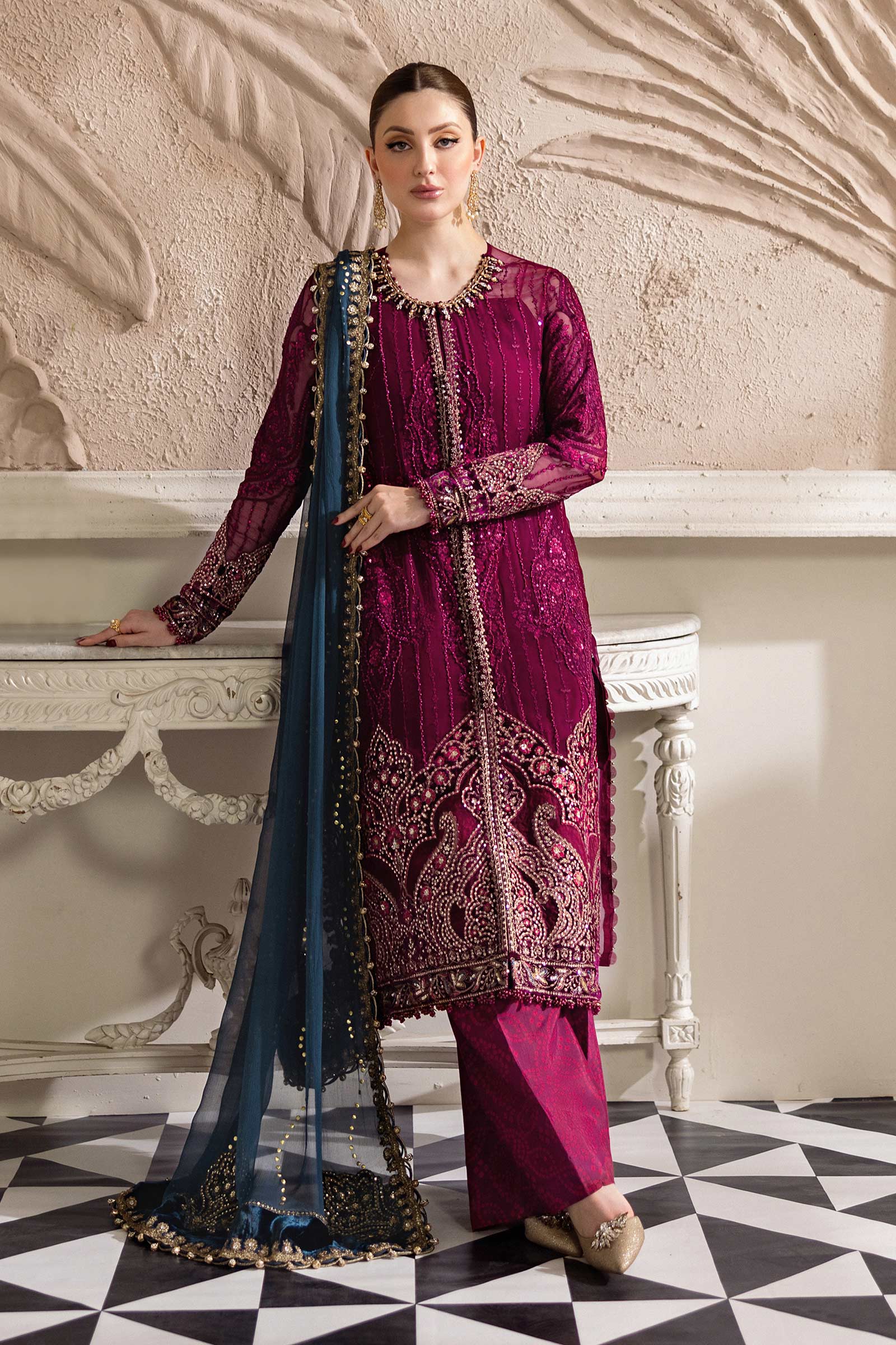 Maria B Unstitched 3 Piece Luxury Chiffon Collection'2025-MPC-25-102