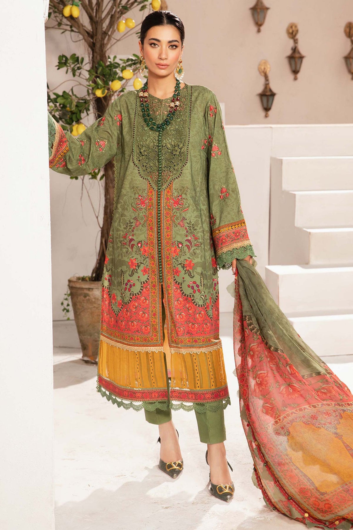 M Prints By Maria B Unstitched 3 Piece Luxury Emb Lawn Eid 2 Edit Collection'2024-MPT-2206-A