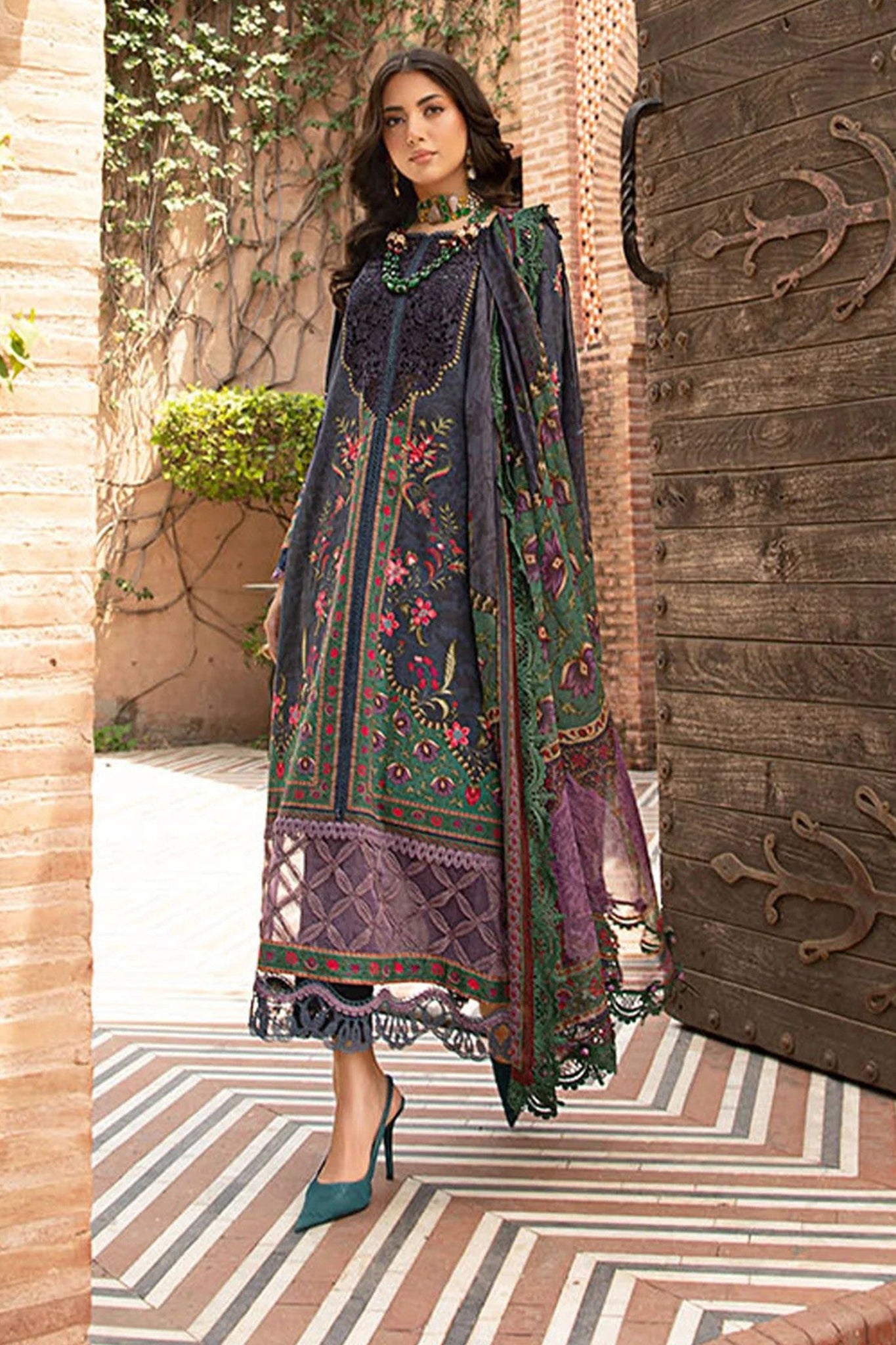 M Prints By Maria B Unstitched 3 Piece Luxury Emb Lawn Eid 2 Edit Collection'2024-MPT-2206-B