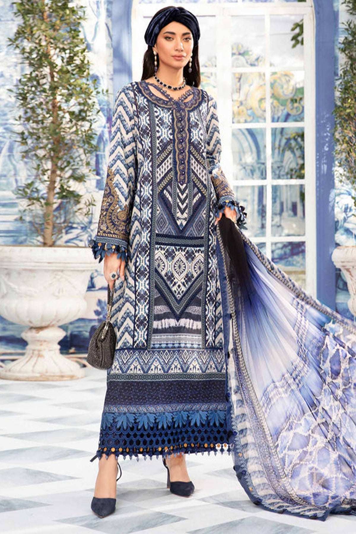 M Prints By Maria B Unstitched 3 Piece Luxury Emb Lawn Eid 2 Edit Collection'2024-MPT-2208-B