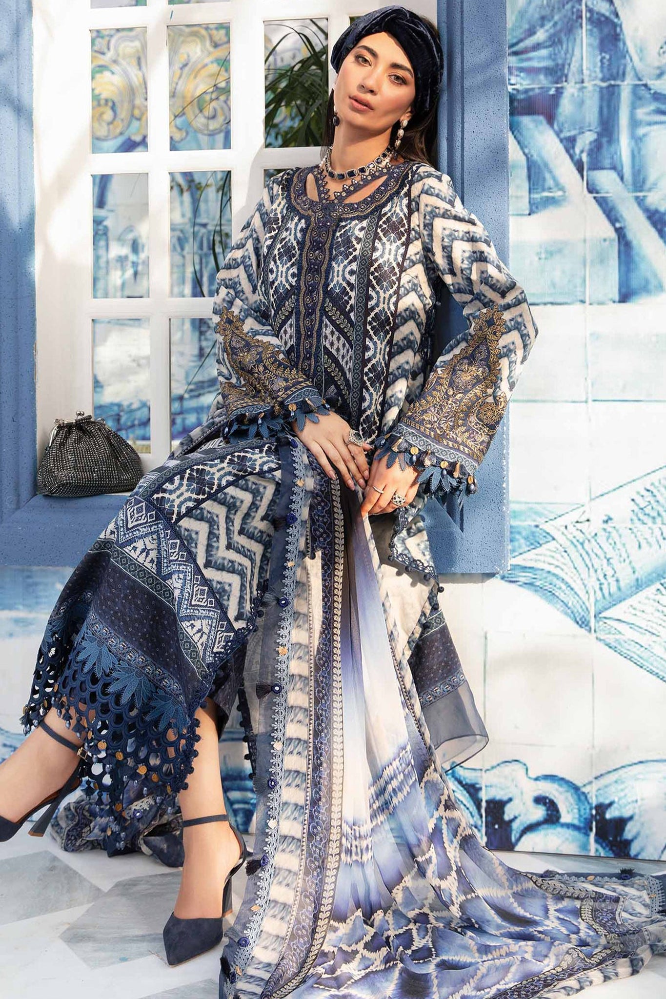 M Prints By Maria B Unstitched 3 Piece Luxury Emb Lawn Eid 2 Edit Collection'2024-MPT-2208-B