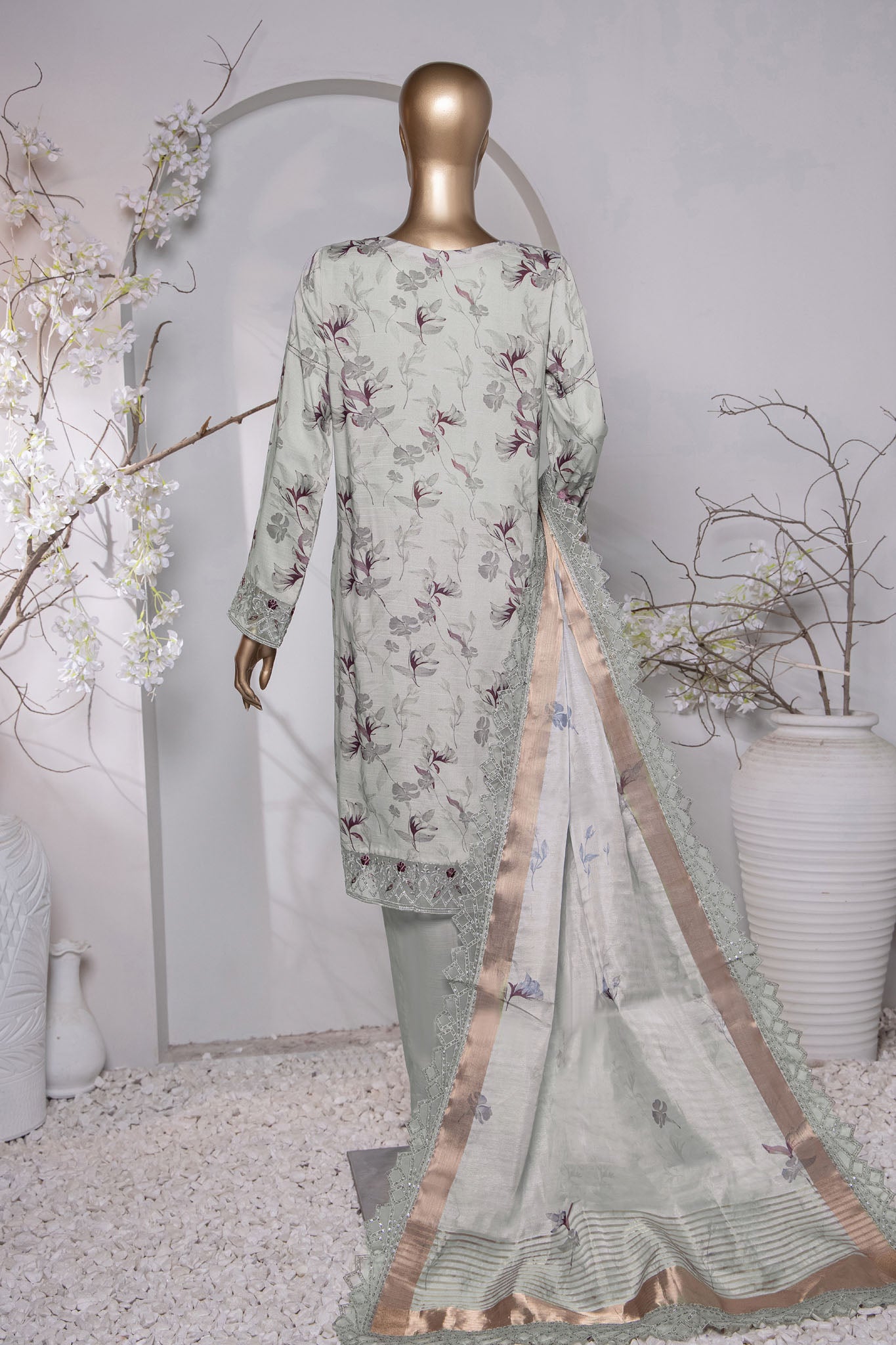 Muse Luxury By HZ Unstitched 3 Piece Emb Raw Silk Collection'2024-MRE-130