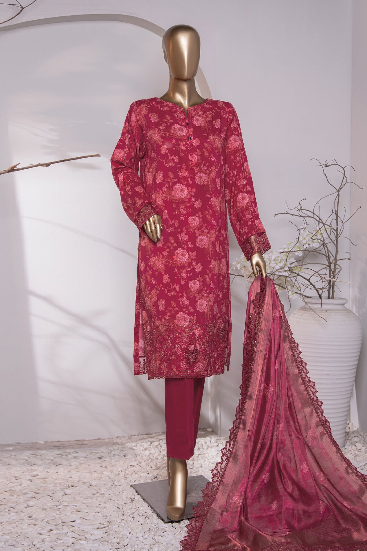 Muse Luxury By HZ Unstitched 3 Piece Emb Raw Silk Collection'2024-MRE-151