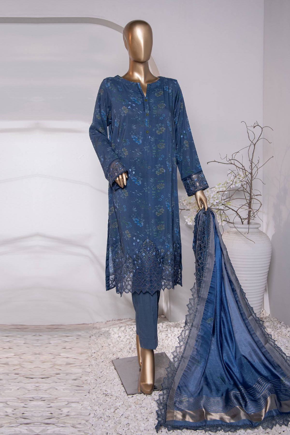 Muse Luxury By HZ Unstitched 3 Piece Emb Raw Silk Collection'2024-MRE-152