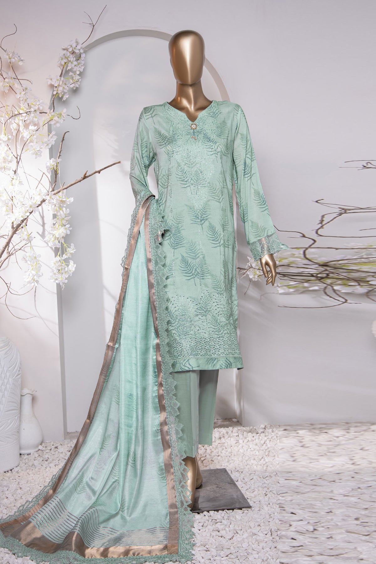 Muse Luxury By HZ Unstitched 3 Piece Emb Raw Silk Collection'2024-MRE-156