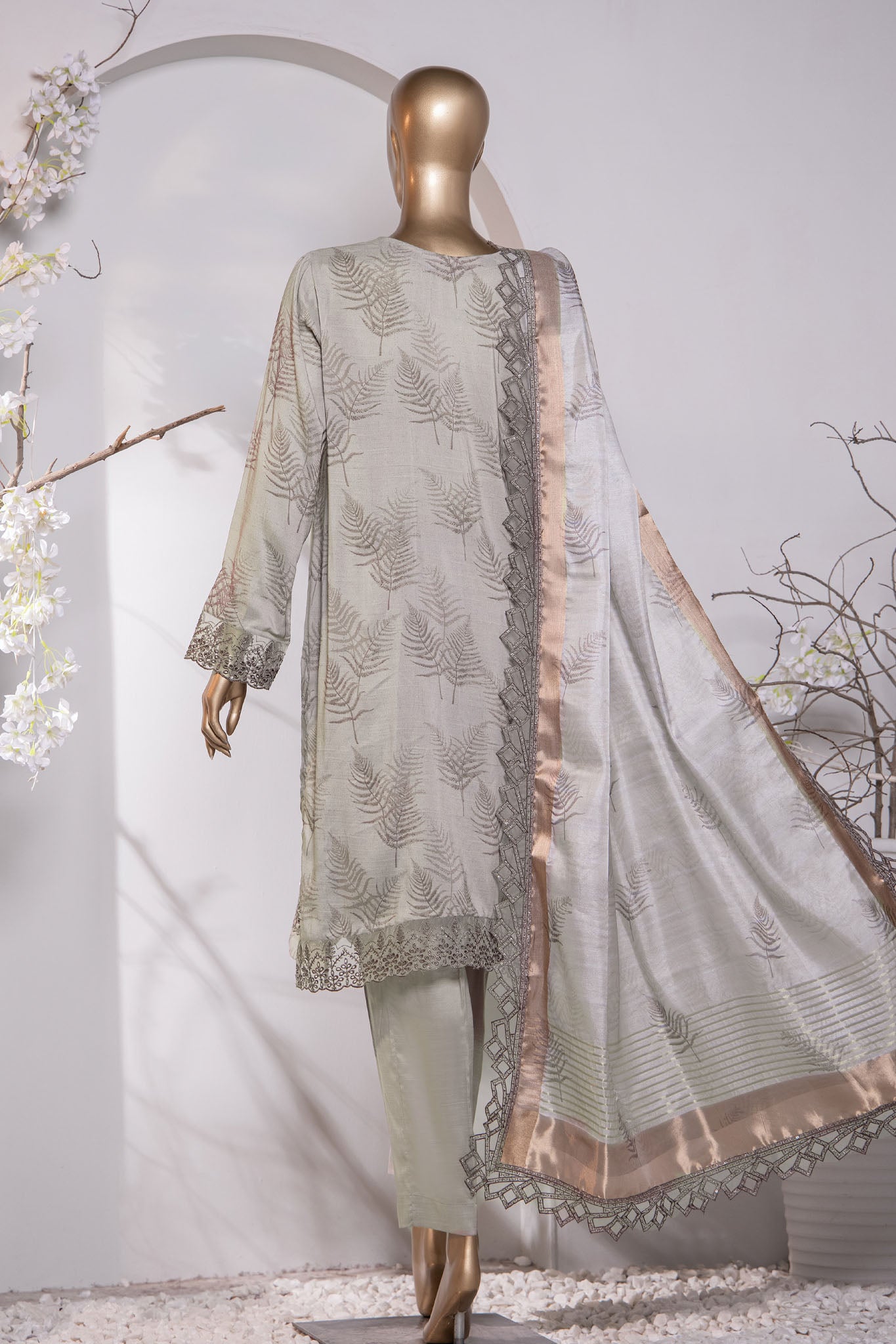 Muse Luxury By HZ Unstitched 3 Piece Emb Raw Silk Collection'2024-MRE-158