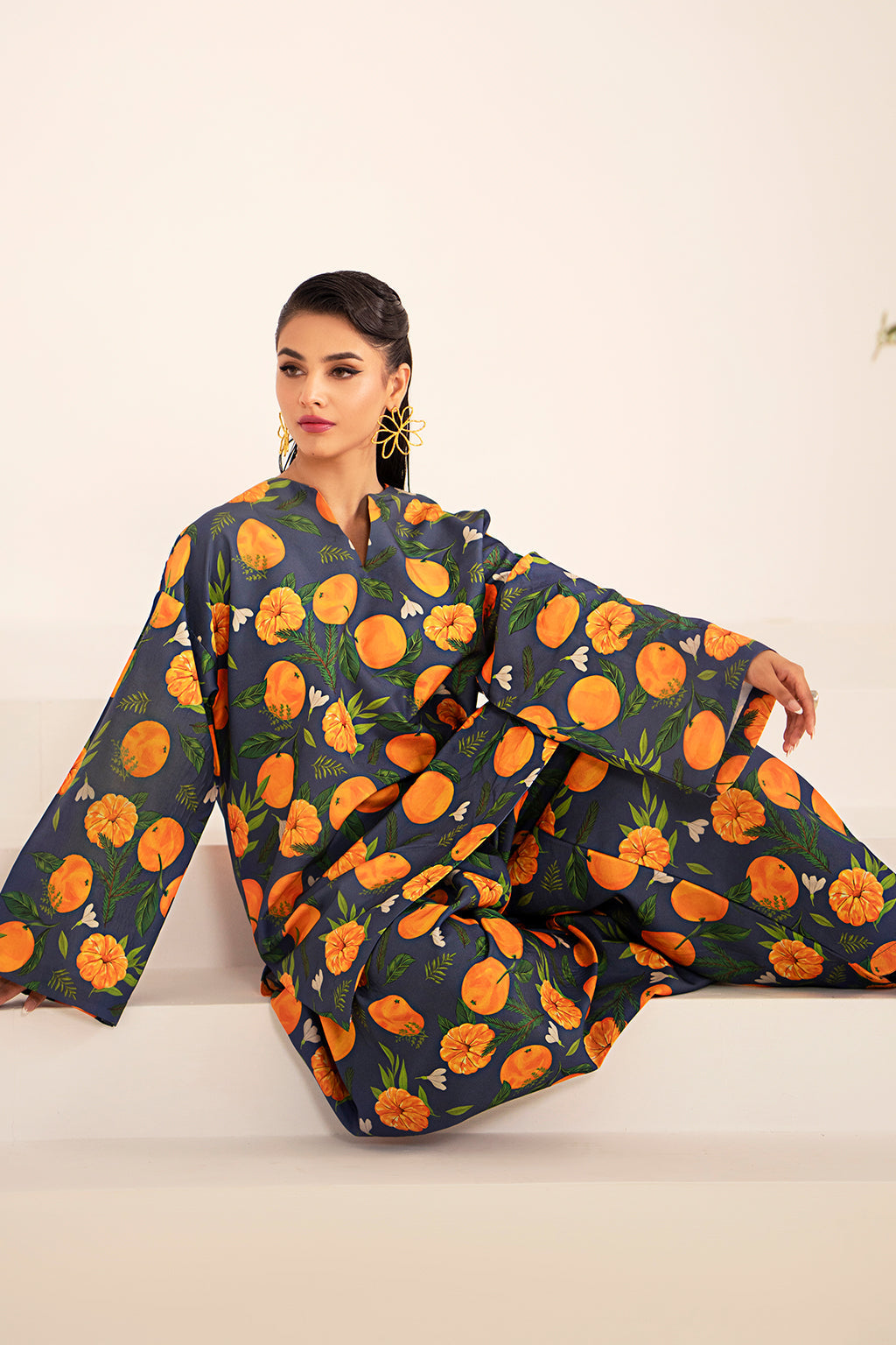 Fleur By Sheenora Stitched 2 Piece Co Ords Silk Lawn Collection-Citrus Charm