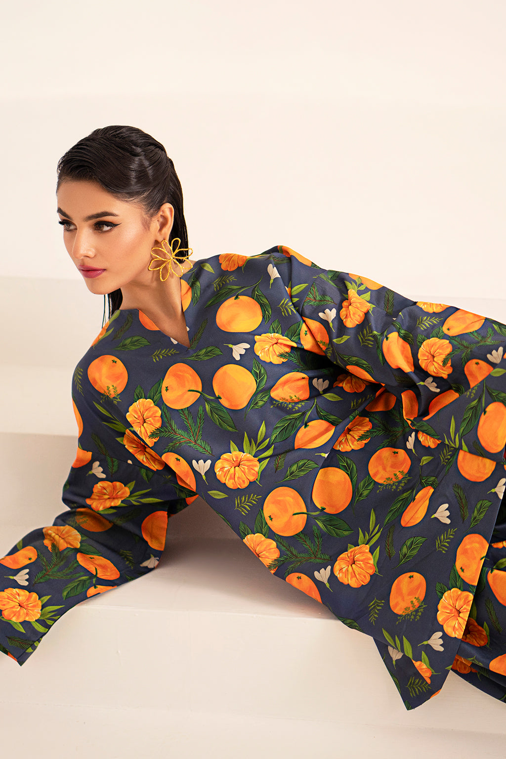 Fleur By Sheenora Stitched 2 Piece Co Ords Silk Lawn Collection-Citrus Charm