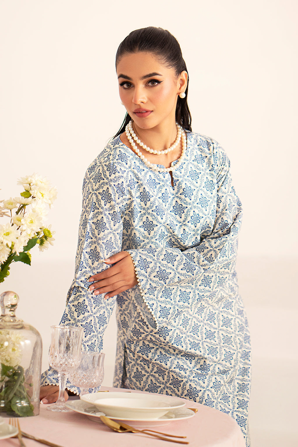 Fleur By Sheenora Stitched 2 Piece Co Ords Silk Lawn Collection-Sky Glow