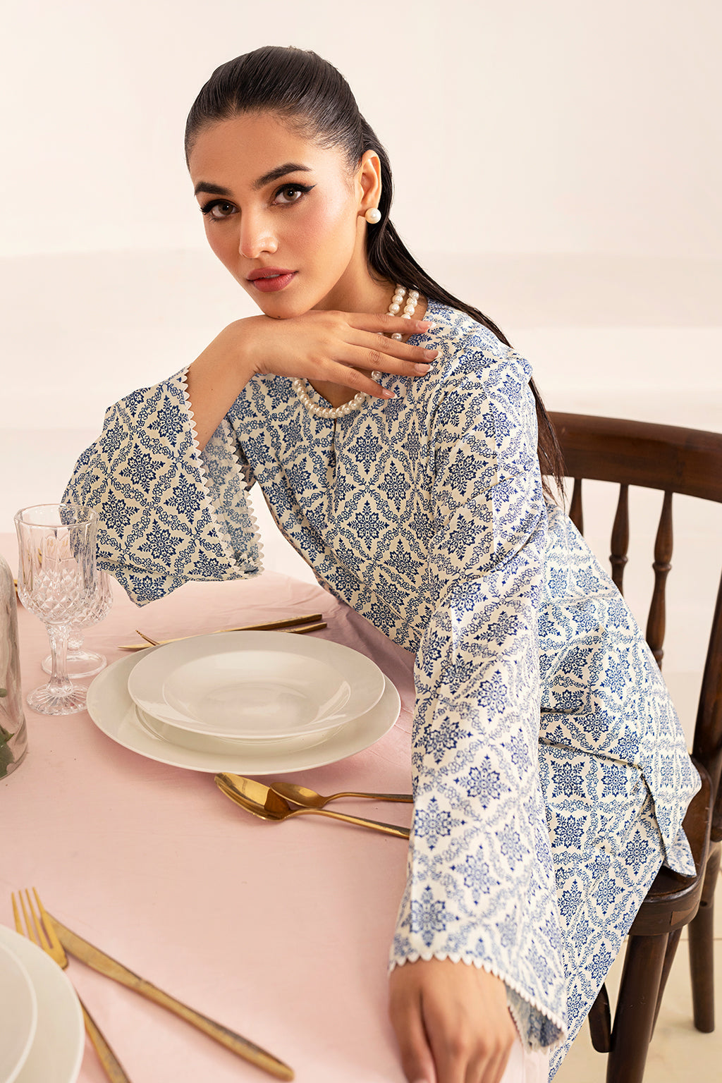 Fleur By Sheenora Stitched 2 Piece Co Ords Silk Lawn Collection-Sky Glow