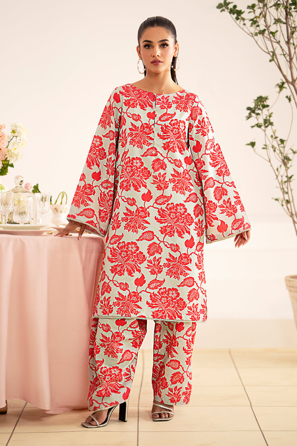 Fleur Co Ords By Sheenora Stitched 2 Piece Lawn Silk Collection'2024-Floral Flare