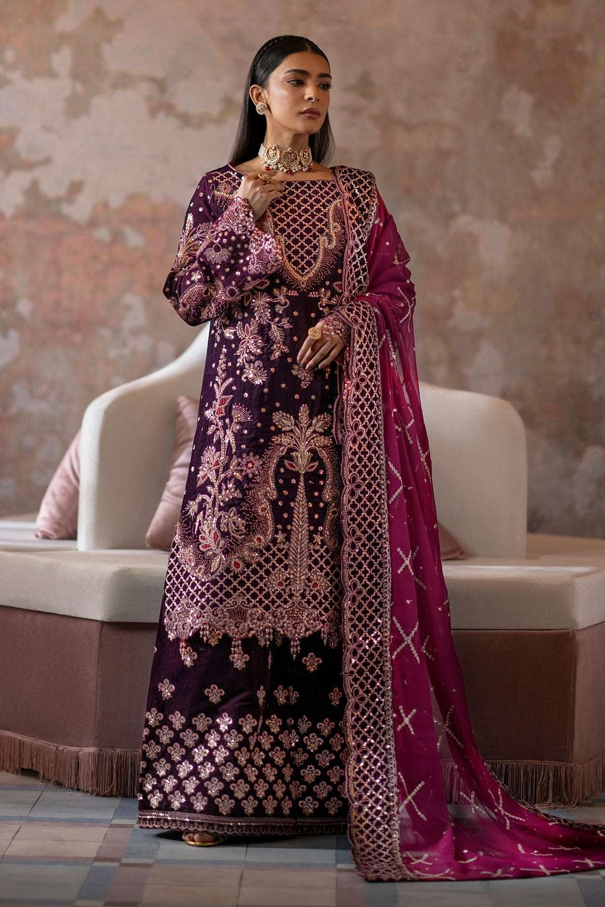 Saanjh By Emaan Adeel Unstitched 3 Piece Velvet Edit Collection'2024-Anika