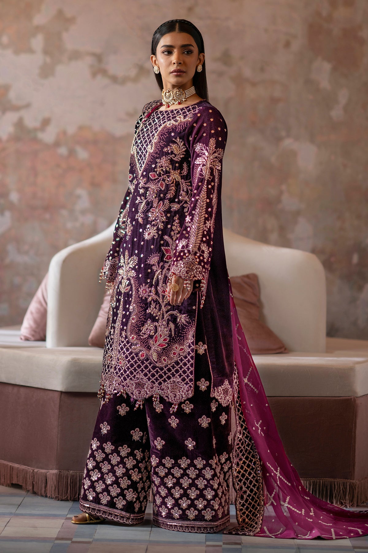 Saanjh By Emaan Adeel Unstitched 3 Piece Velvet Edit Collection'2024-Anika