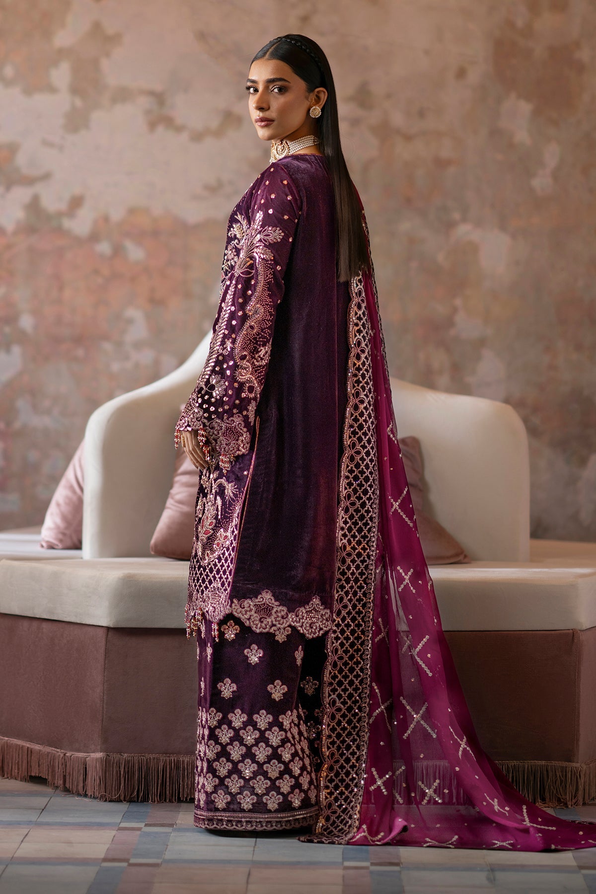 Saanjh By Emaan Adeel Unstitched 3 Piece Velvet Edit Collection'2024-Anika