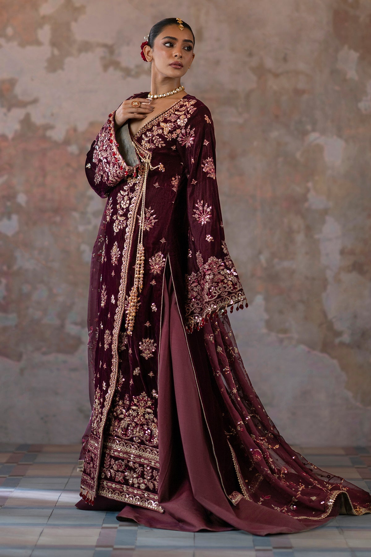 Saanjh By Emaan Adeel Unstitched 3 Piece Velvet Edit Collection'2024-Tanish