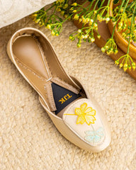 TJK Designs Loafers Collection'2025-Floral Whisper Loafer (Beige)