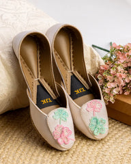 TJK Designs Loafers Collection'2025-Floral Whisper Loafer (Offwhite)
